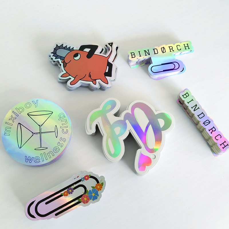 Custom Vibrant holographic Laser creative color storm Rainbow iridescent Waterproof Multicolored Motivational Stickers