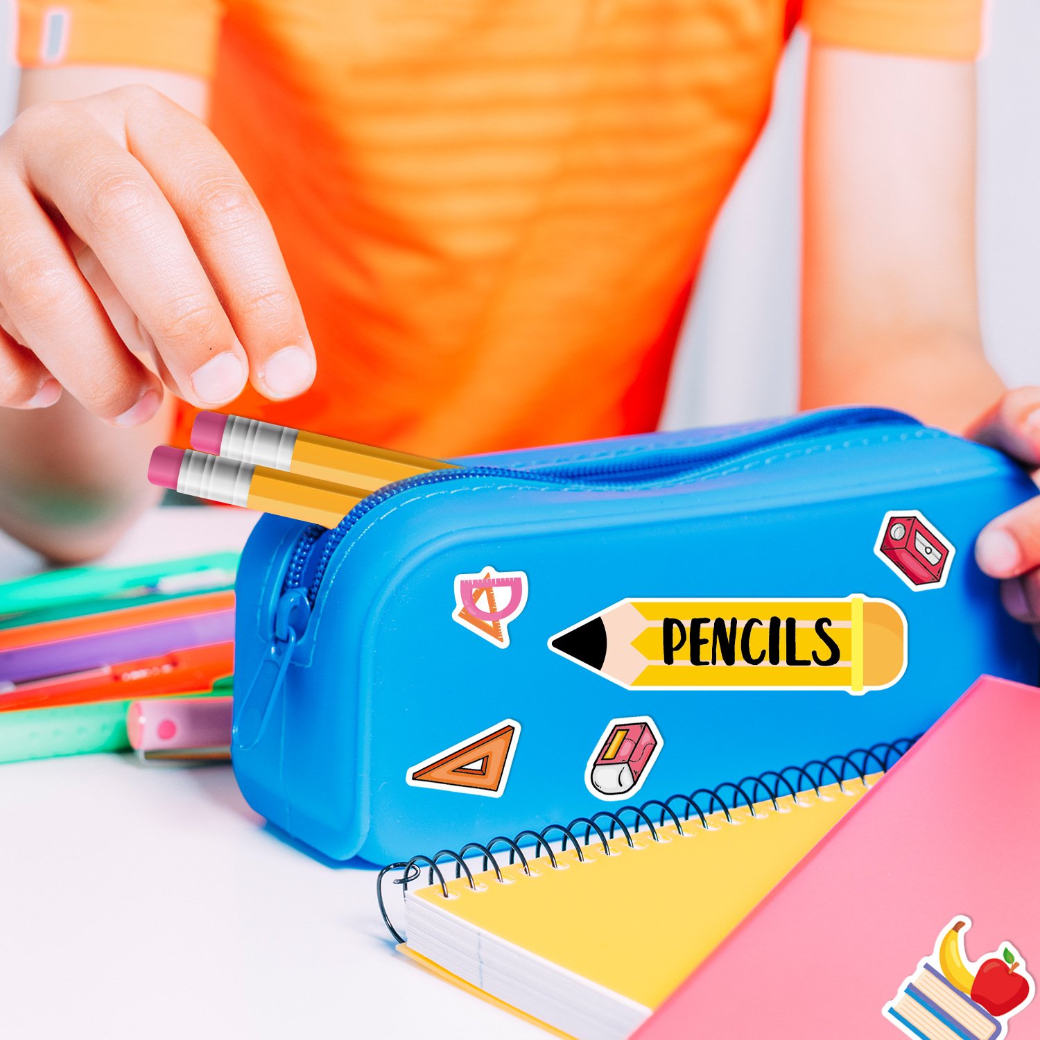 4 Sheets Pencil Gift Sticker Labels Decal Broken Pencil Colorful Book Reward Stickers Decoration for Kid Student