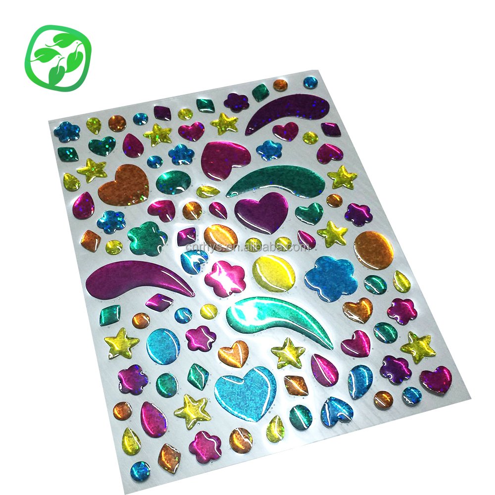 Custom Logo Strong Adhesive 3D Clear Square Epoxy Resin Dome Full Color Round Sticker