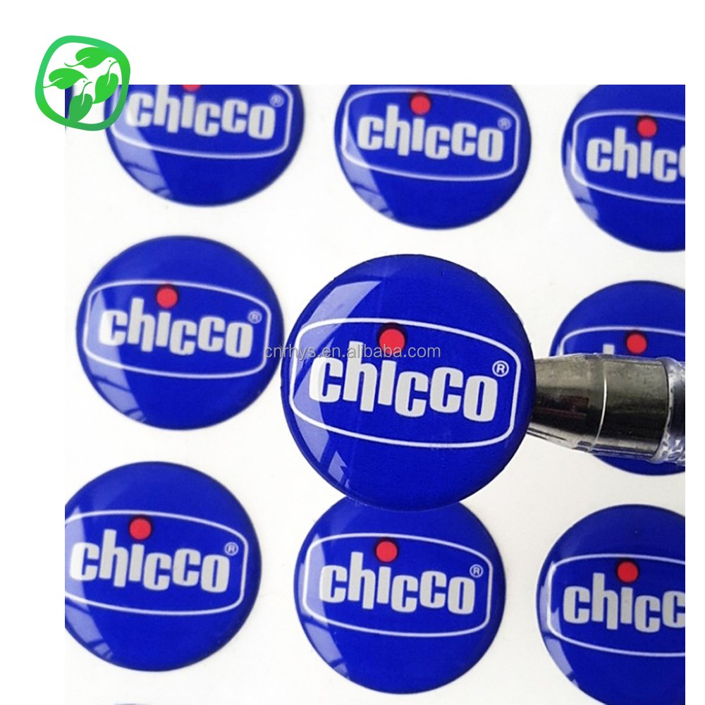 Custom Logo Strong Adhesive 3D Clear Square Epoxy Resin Dome Full Color Round Sticker