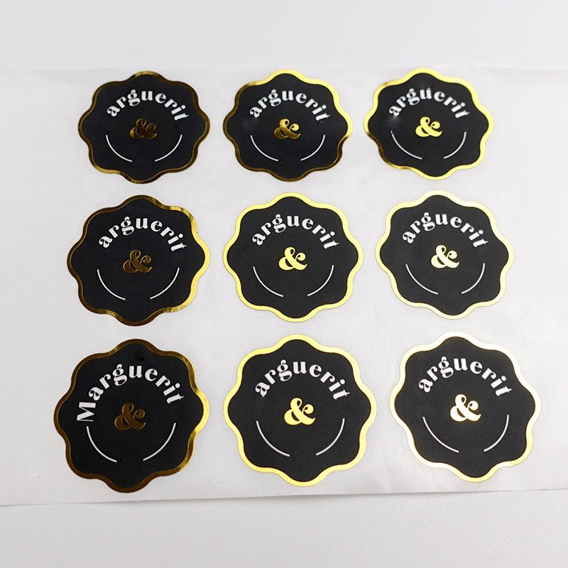 Custom Printing Waterproof Self Adhesive Sticker Gold Foil Stamping Stickers Paper Label