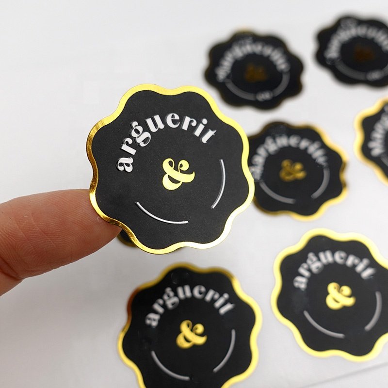 Custom Printing Waterproof Self Adhesive Sticker Gold Foil Stamping Stickers Paper Label