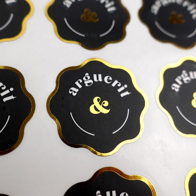 Custom Printing Waterproof Self Adhesive Sticker Gold Foil Stamping Stickers Paper Label