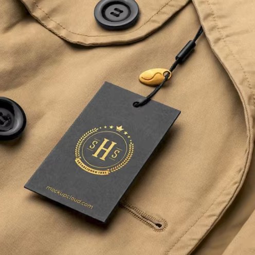Luxury Custom Embossed Hang Tags 800Gsm Black Cardboard Stickers Clothing Labels for Garments