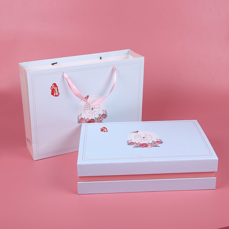Luxury Folding Gift Box with Ribbon Handle Custom Logo Hard Rigid Cardboard Paper in Black & Pink for Clothing & Perfume Inserts