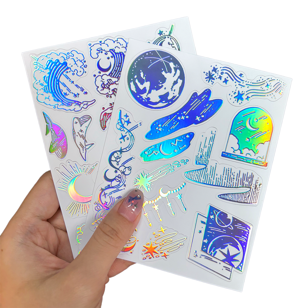 Customisable Hologram Rainbow Glitter Finish Adhesive Vinyl Kiss Cut Sticker Sheet Personalised Fancy KISS CUT VINYL STICKER