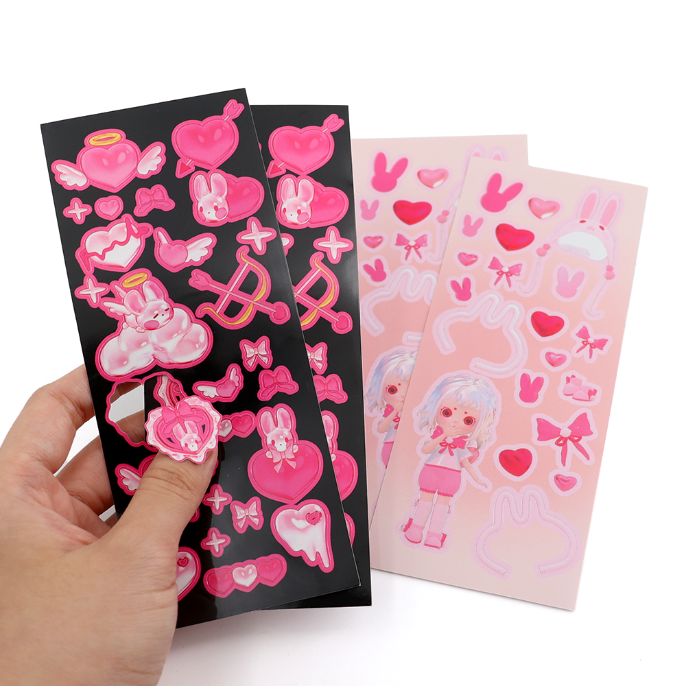 Customisable Hologram Rainbow Glitter Finish Adhesive Vinyl Kiss Cut Sticker Sheet Personalised Fancy KISS CUT VINYL STICKER