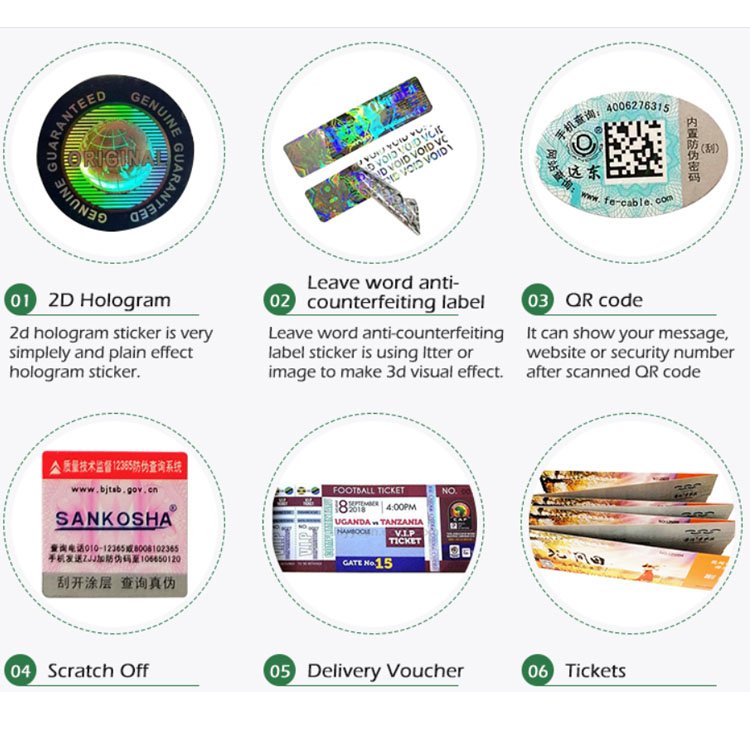 3D Anti Counterfeiting Security Label Wholesale Professional Printing Cosmetic Adhesive Sticker Customized Size Customized Color
