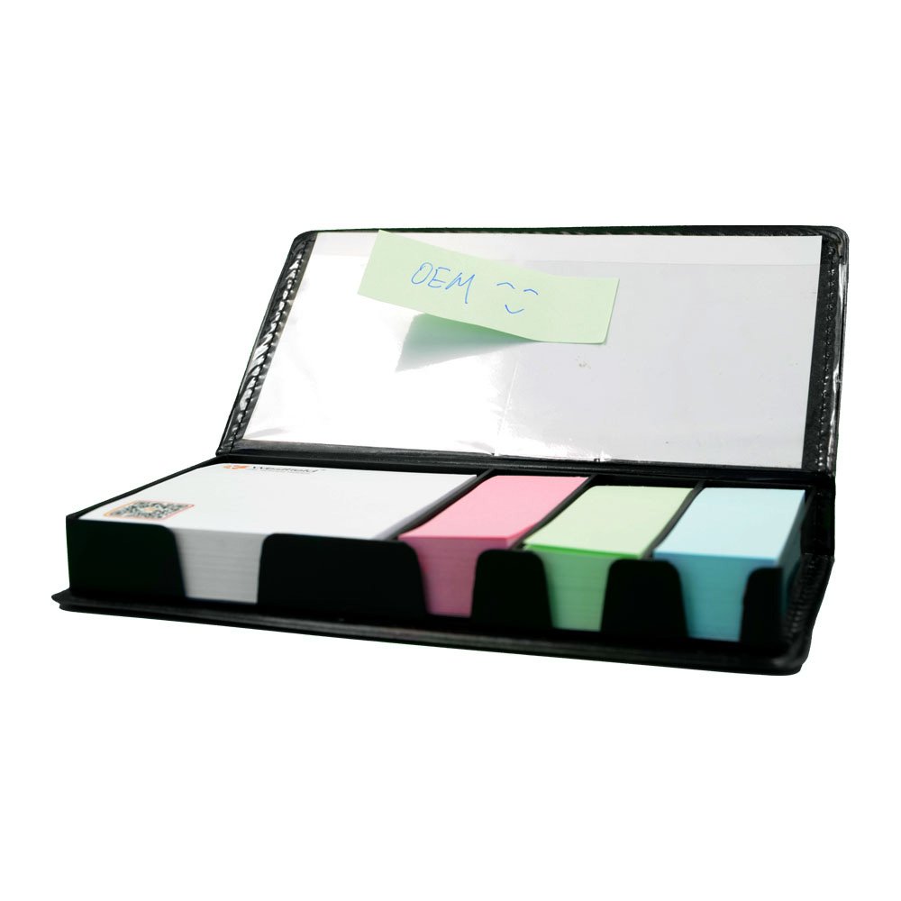 Manufacturers Wholesale Custom Office Stationery Color Sticker Combination of Sticky Not Pad PU Sticky Note Box
