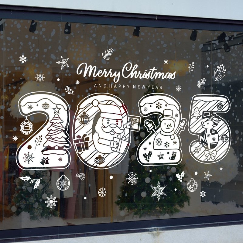 2025 Christmas Window Stickers Snowflakes Window PVC Static Cling Stickers for Christmas Window Display Decoration
