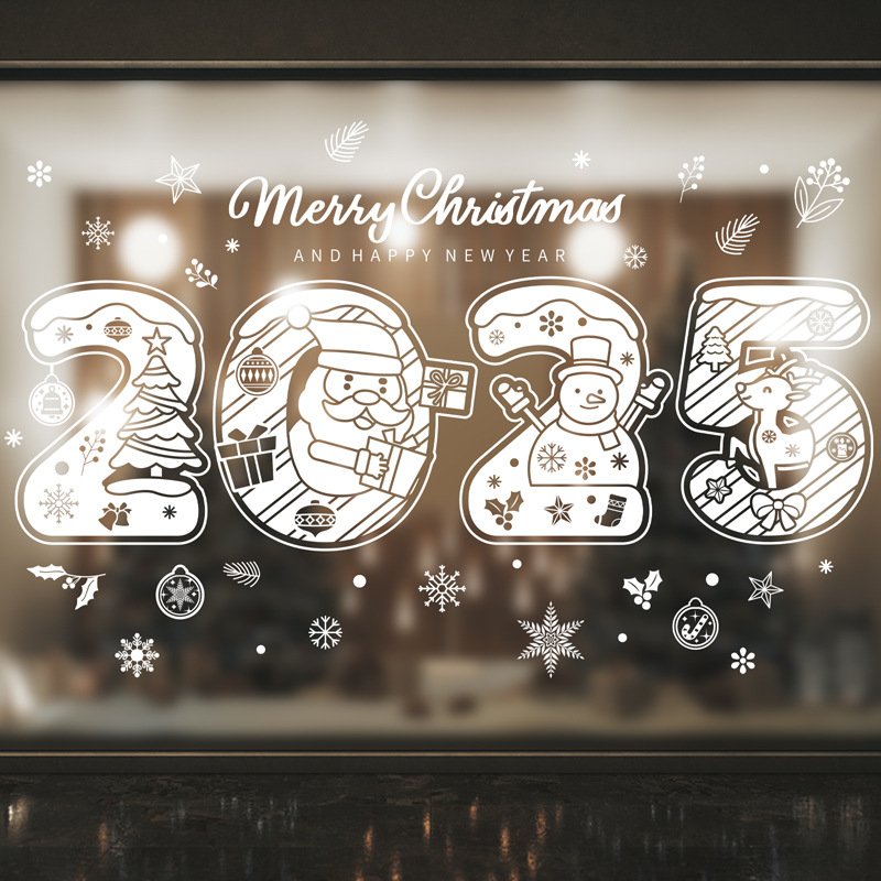 2025 Christmas Window Stickers Snowflakes Window PVC Static Cling Stickers for Christmas Window Display Decoration