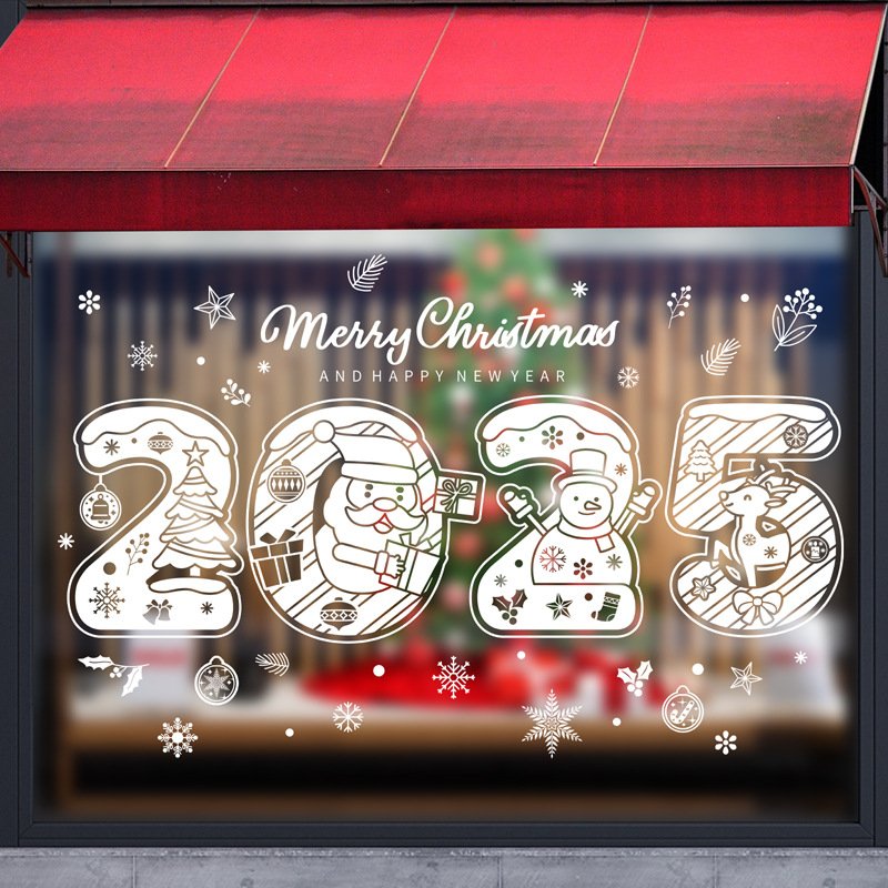 2025 Christmas Window Stickers Snowflakes Window PVC Static Cling Stickers for Christmas Window Display Decoration