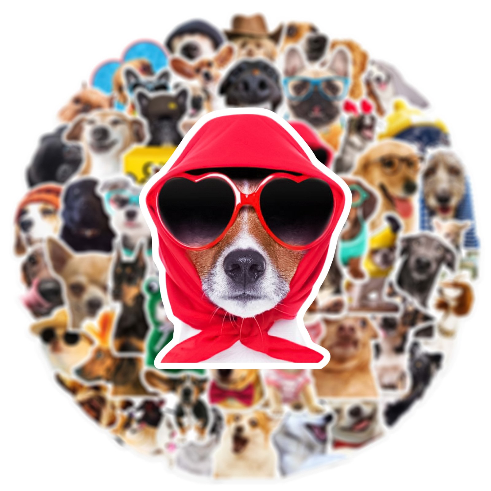 Custom 50pcs cute cartoon dog stickers with glasses