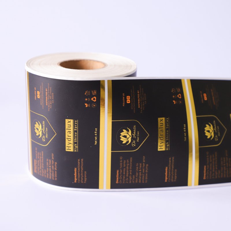 Custom Luxury Packaging Food Cosmetic Bottle Hot Embossed Gold Foil Labels Biodegradable Waterproof Roll Logo Stickers Printing
