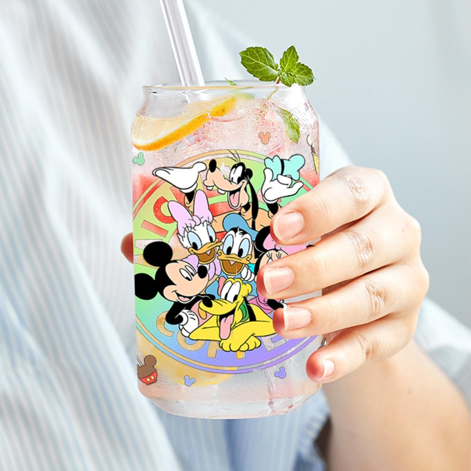 Valentines Day DIY Libby Glass Waterproof Decals Mickey Minnie 3D UV DTF cup wrap Transfers stickers for 16oz cup wrap