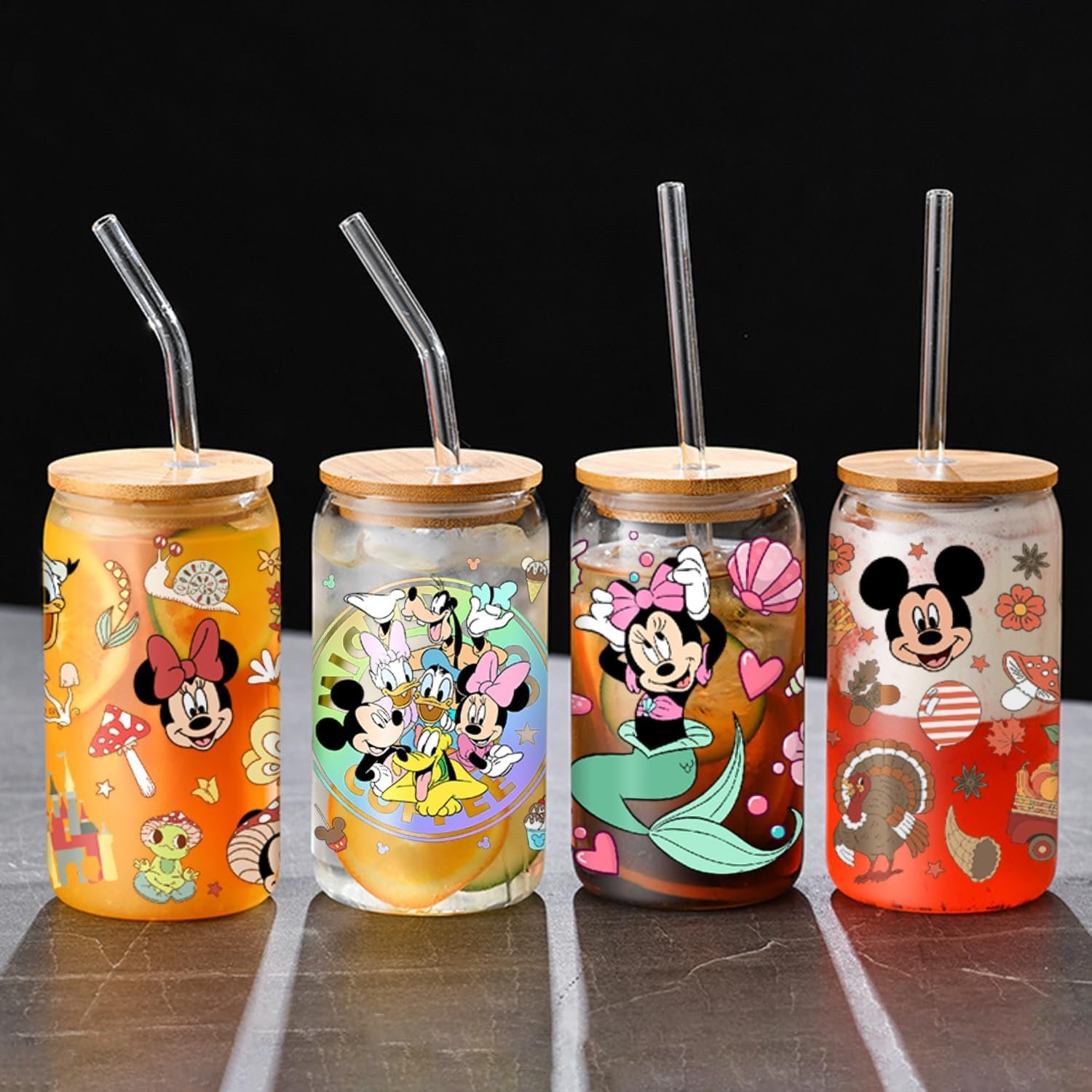 Valentines Day DIY Libby Glass Waterproof Decals Mickey Minnie 3D UV DTF cup wrap Transfers stickers for 16oz cup wrap