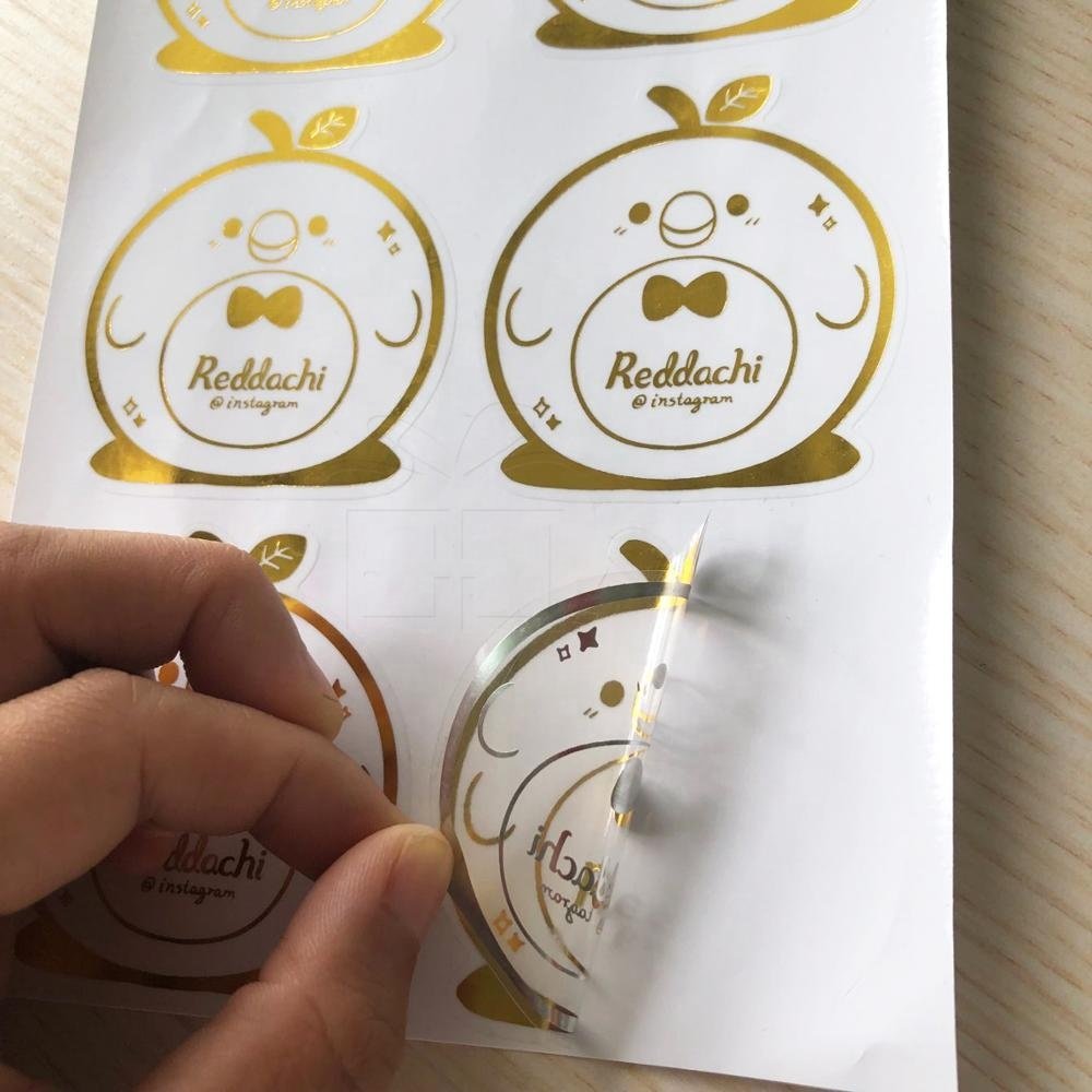 Private design self adhesive product labels round waterproof packaging clear gold sticker custom paper roll logo label stickers
