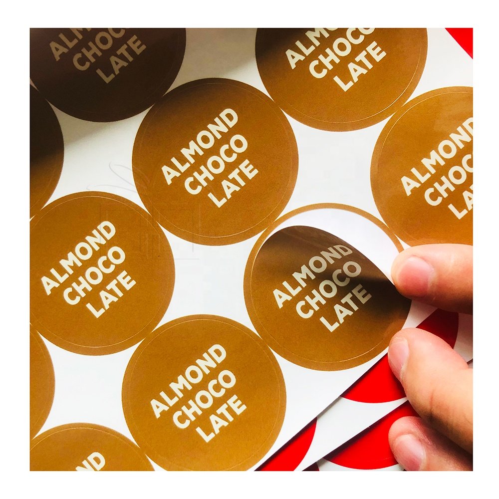 Private design self adhesive product labels round waterproof packaging clear gold sticker custom paper roll logo label stickers