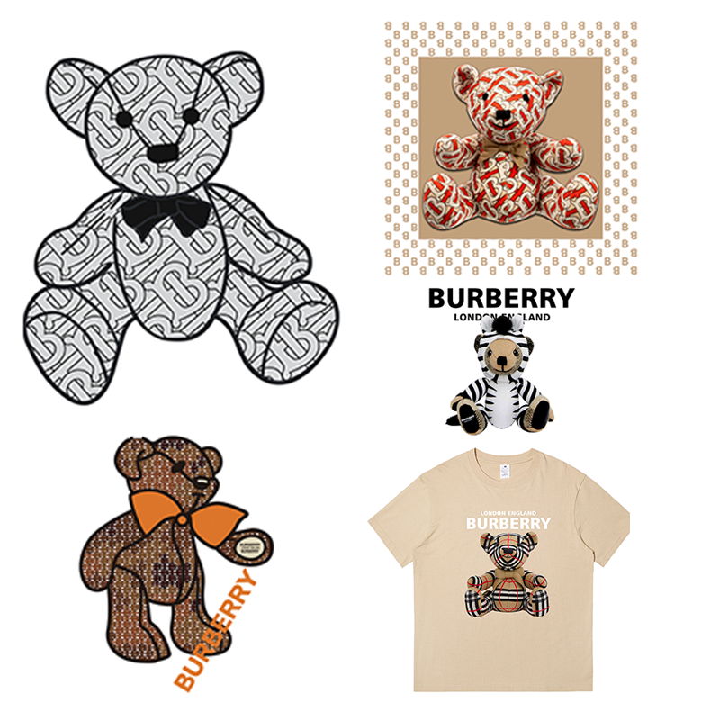 Famous Bear Stickers Patches on Heat Transfer Patch Decals for T Shirt Clothing Backpack Pillow Covers DTF Printing for Garment