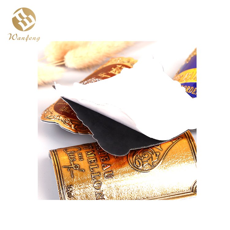 High Quality Cheap Wine Bottle Gold Color Metal custom Logo Labels Stickers