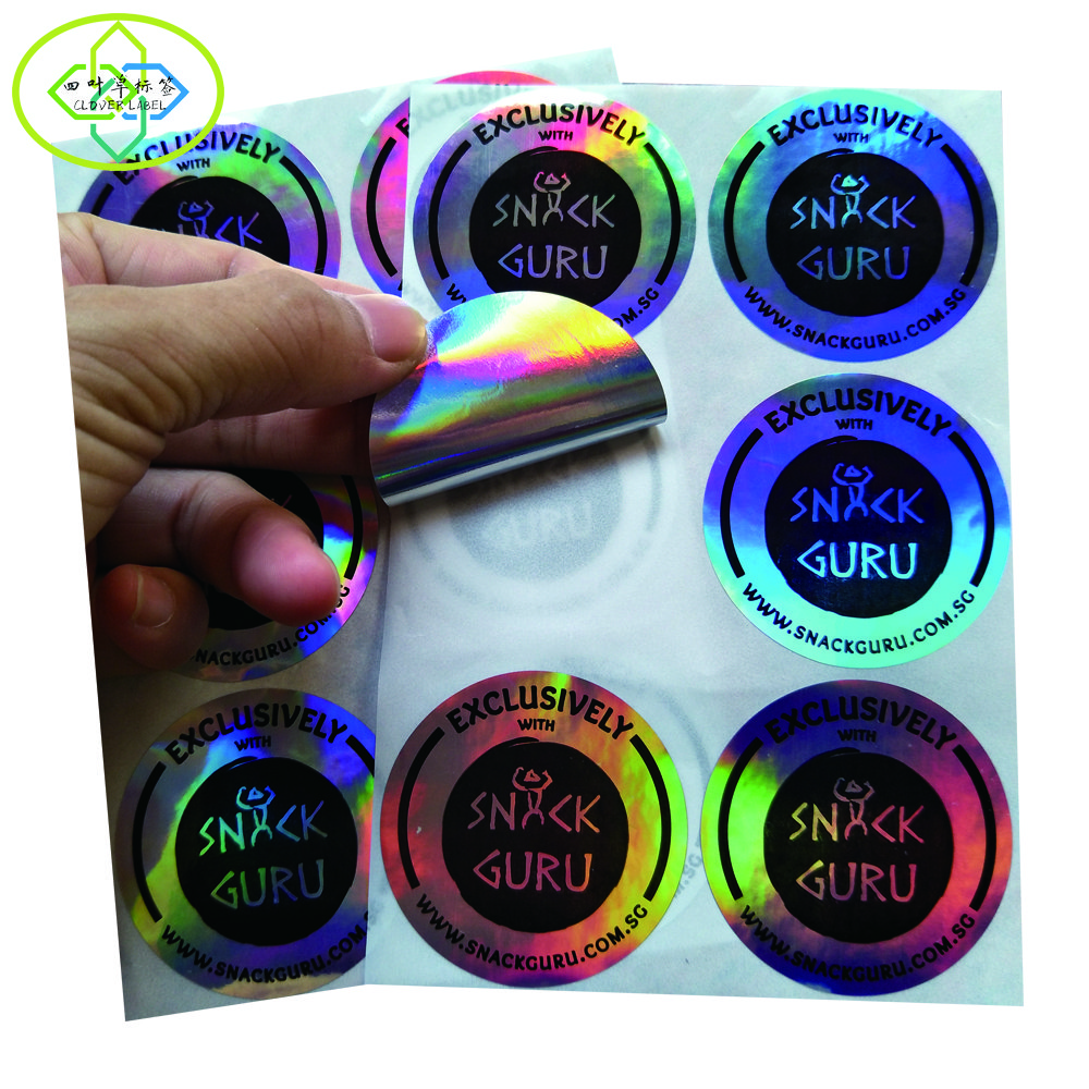customized Anti-faking rainbow film security hologram label laser silver stickers