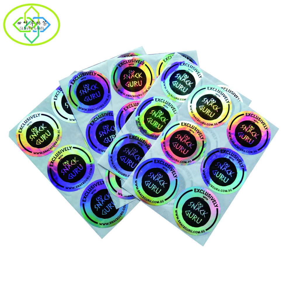customized Anti-faking rainbow film security hologram label laser silver stickers