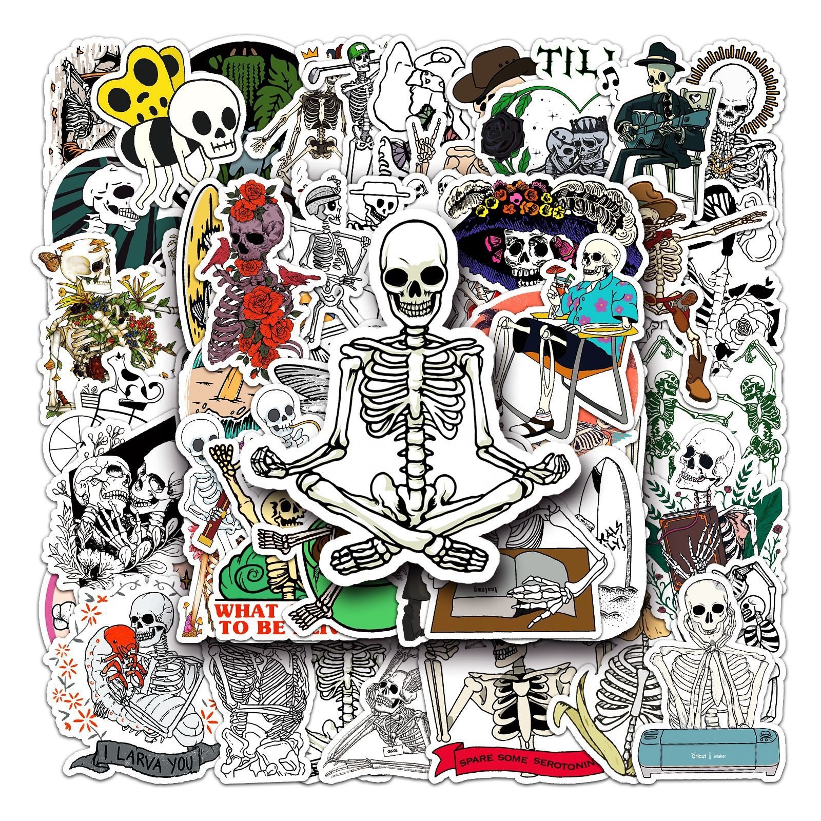 Vi-Zhaobao 50pcs die cut vinyl cute cartoon sticker pack for laptop phone suitcase waterproof decorative sticker