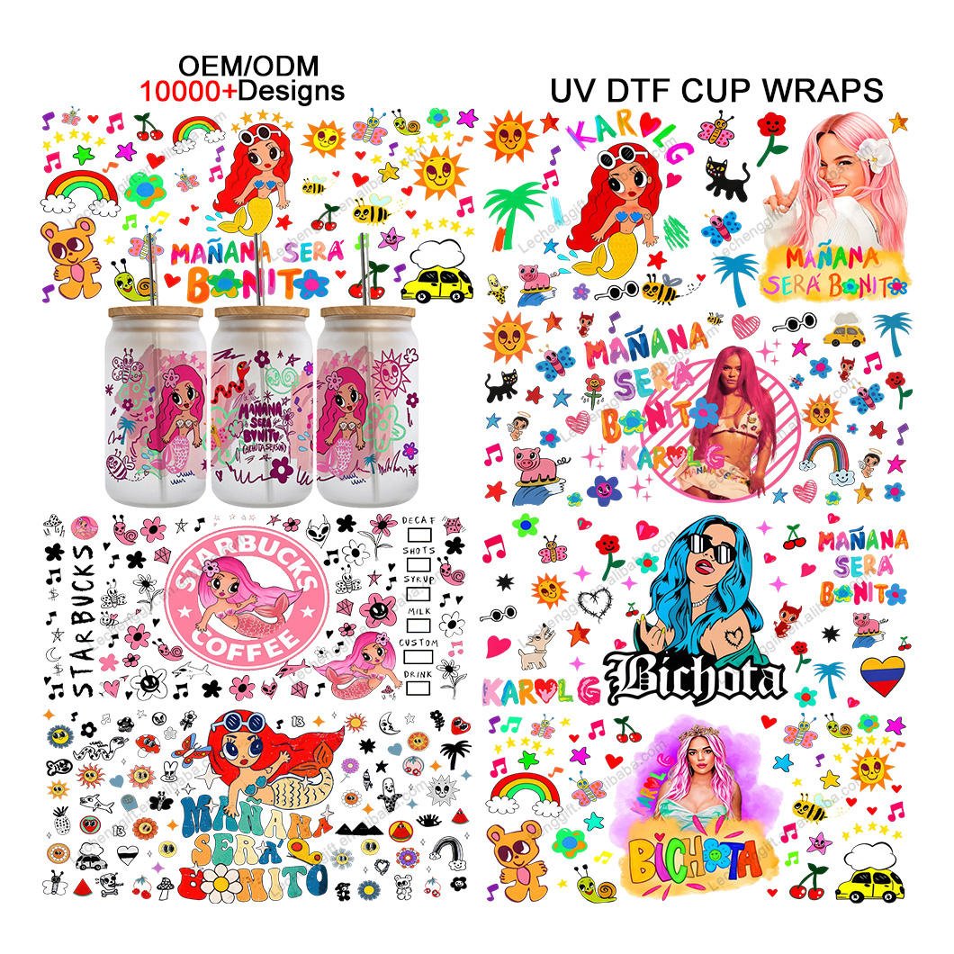 Factory Direct Supply Custom UVDTF Waterproof Sticker Karol G bichota season Devil Angel cupid UV DTF 16oz Cup Wrap Transfers