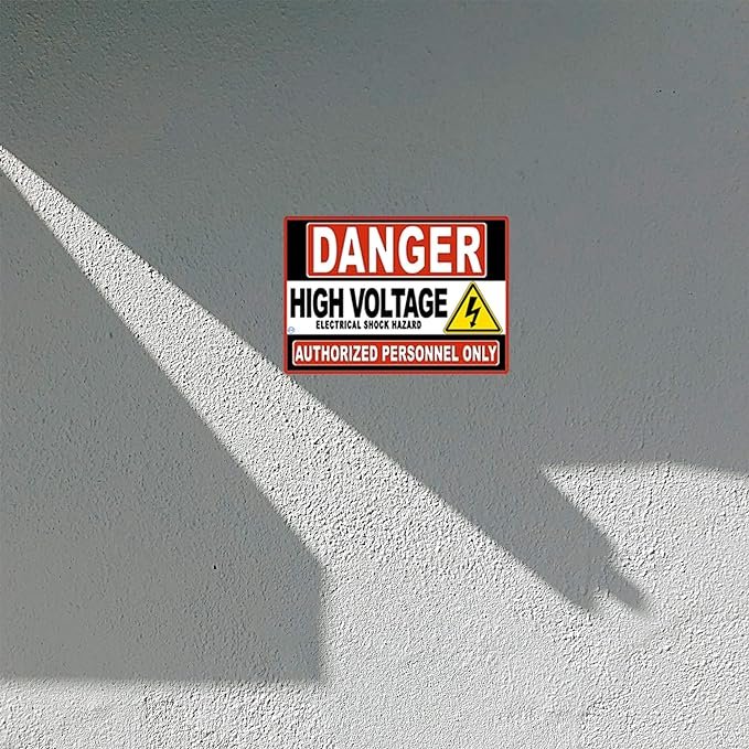 Danger High Voltage Sign for Indoor Outdoor Use Electric Shock Hazard Authorized Personnel Sticker Strong Adhesive Construction