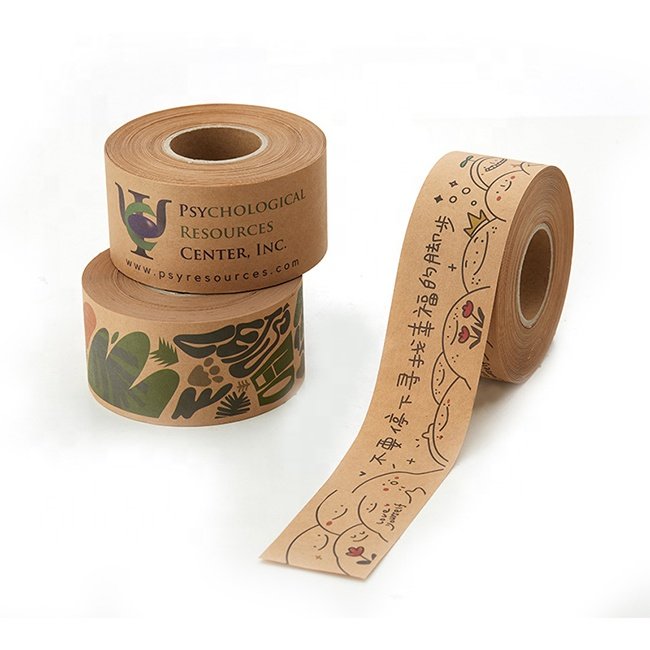 custom logo gummed paper packing tape mailer box sealing tape beverage bottle cup sticker label cake kraft paper packaging tape