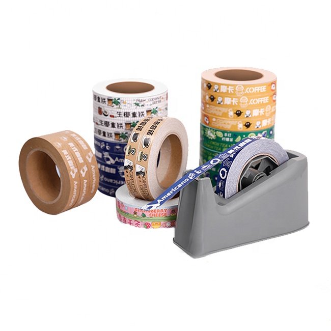custom logo gummed paper packing tape mailer box sealing tape beverage bottle cup sticker label cake kraft paper packaging tape