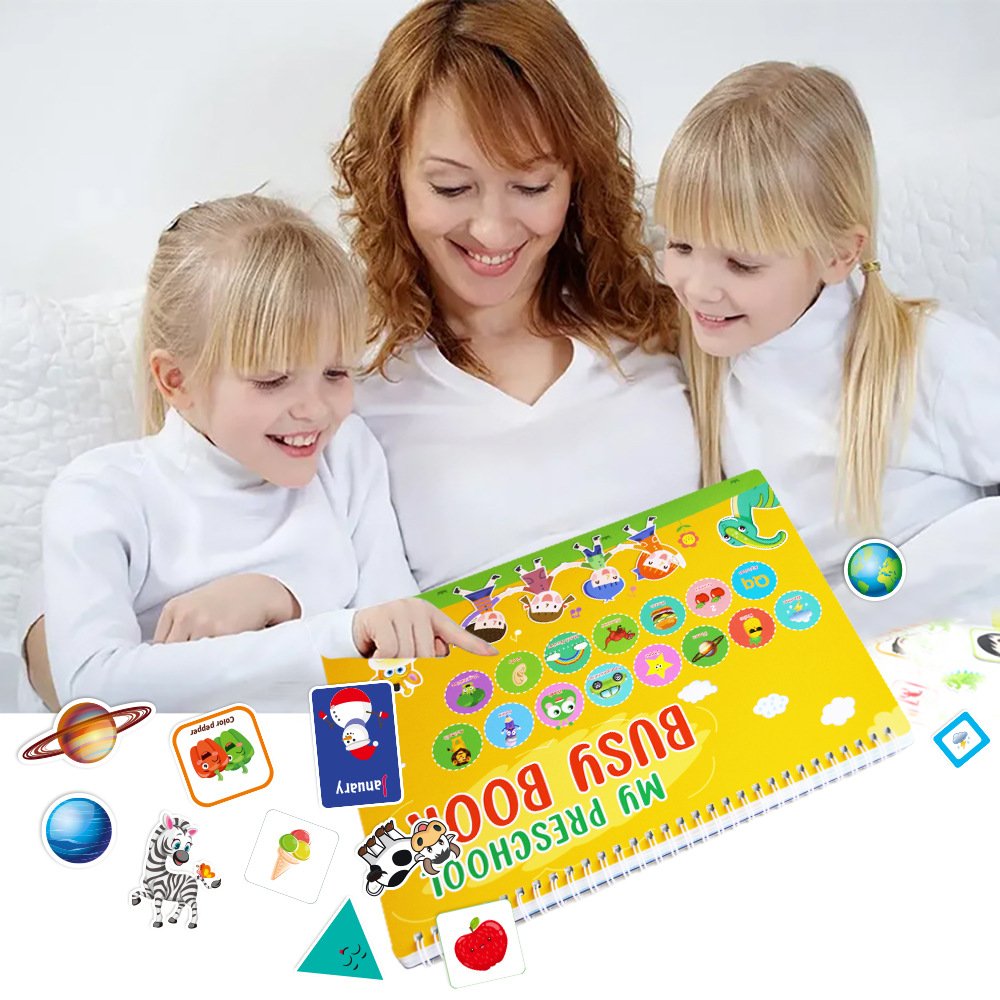 160 pcs My Preschool Busy Book Repeated Sticker Book Early Childhood Education Leafing Book for Children