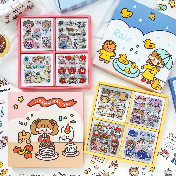 Custom PVC waterproof cartoon stickers sheet cute anime stickers laptop stationary stickers scrapbooking decorative vinyl labels