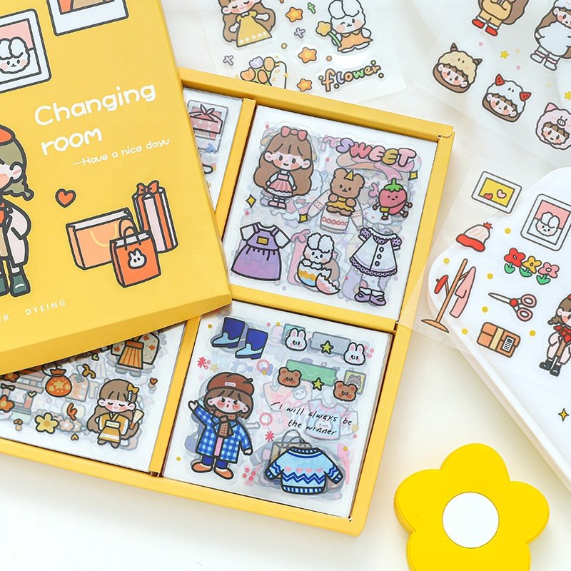 Custom PVC waterproof cartoon stickers sheet cute anime stickers laptop stationary stickers scrapbooking decorative vinyl labels