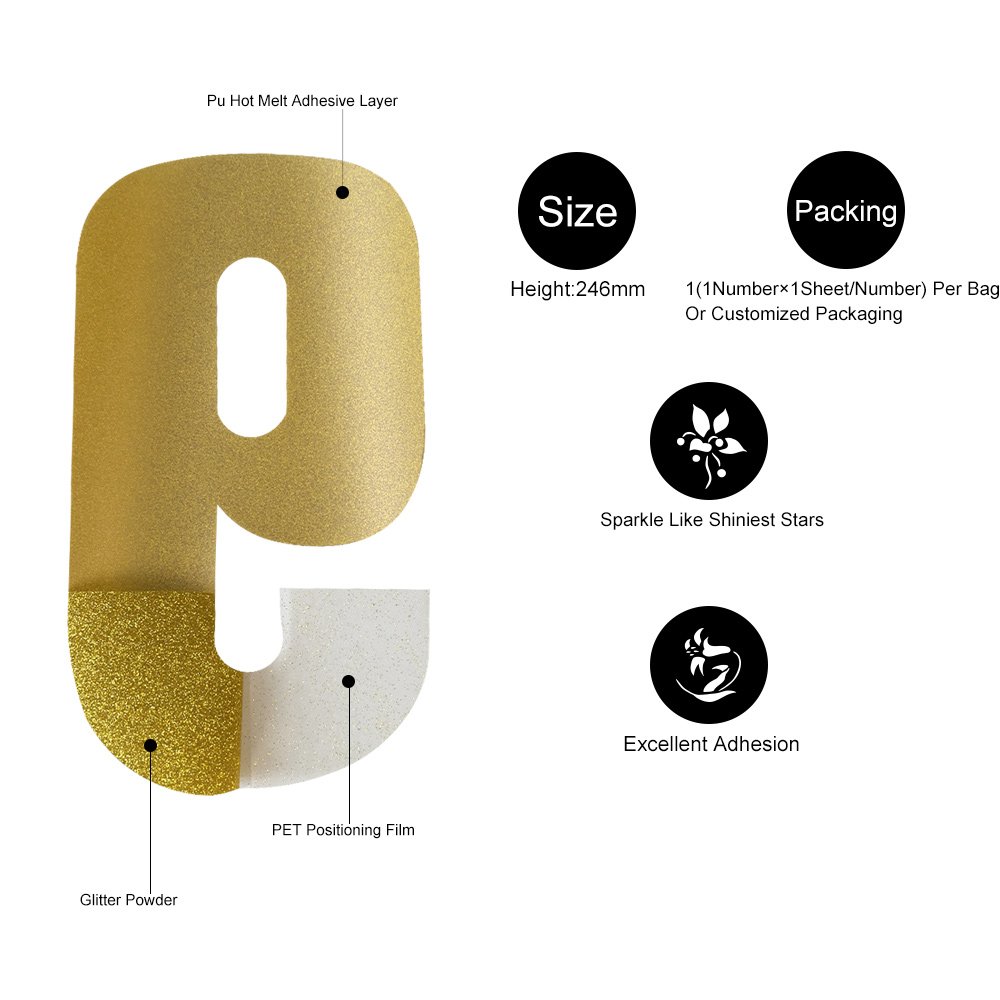 Iron On number stickers 0-9 DIY heat transfer print Clothing Garments iron glitter stickers