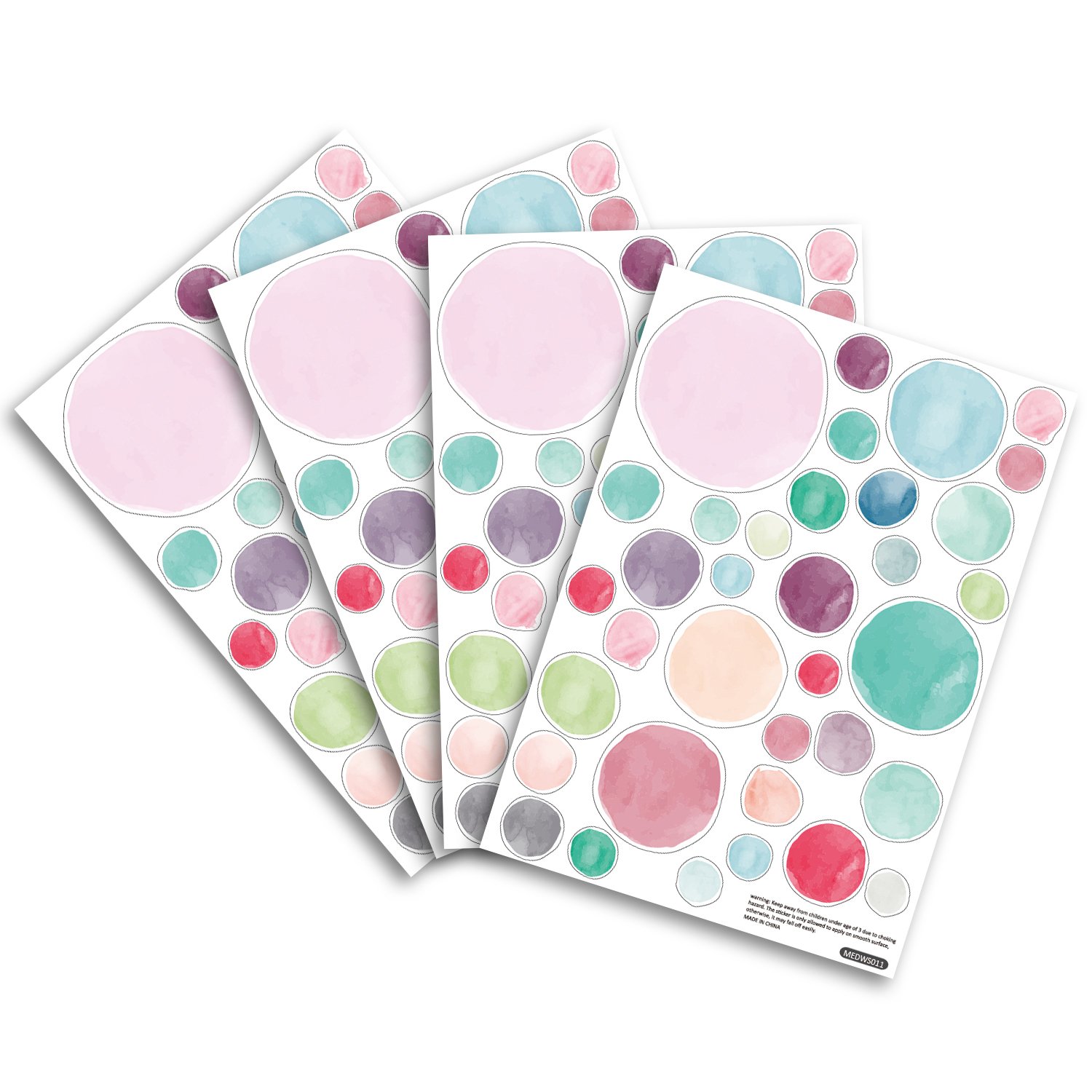 Funlife MEDWS011 Watercolor Blue Pink Polka Dots Wall Stickers Nursery Room Wall Decoration