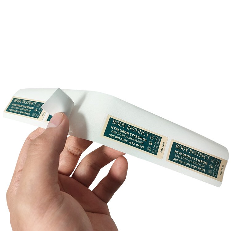 High quality self adhesive double layer pee off stickers for cosmetic custom pee off stickers