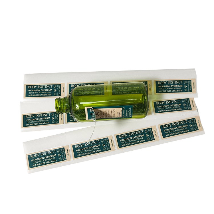High quality self adhesive double layer pee off stickers for cosmetic custom pee off stickers