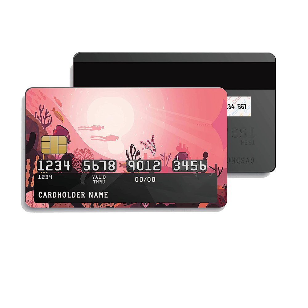 Custom Card Sticker with Anime Style Underwater World Removal Credit Card Debit Card Sticker for Chip with Stickers