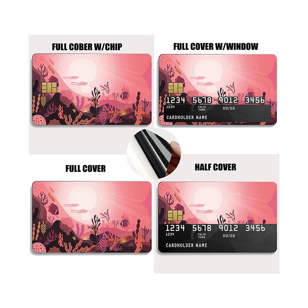 Custom Card Sticker with Anime Style Underwater World Removal Credit Card Debit Card Sticker for Chip with Stickers