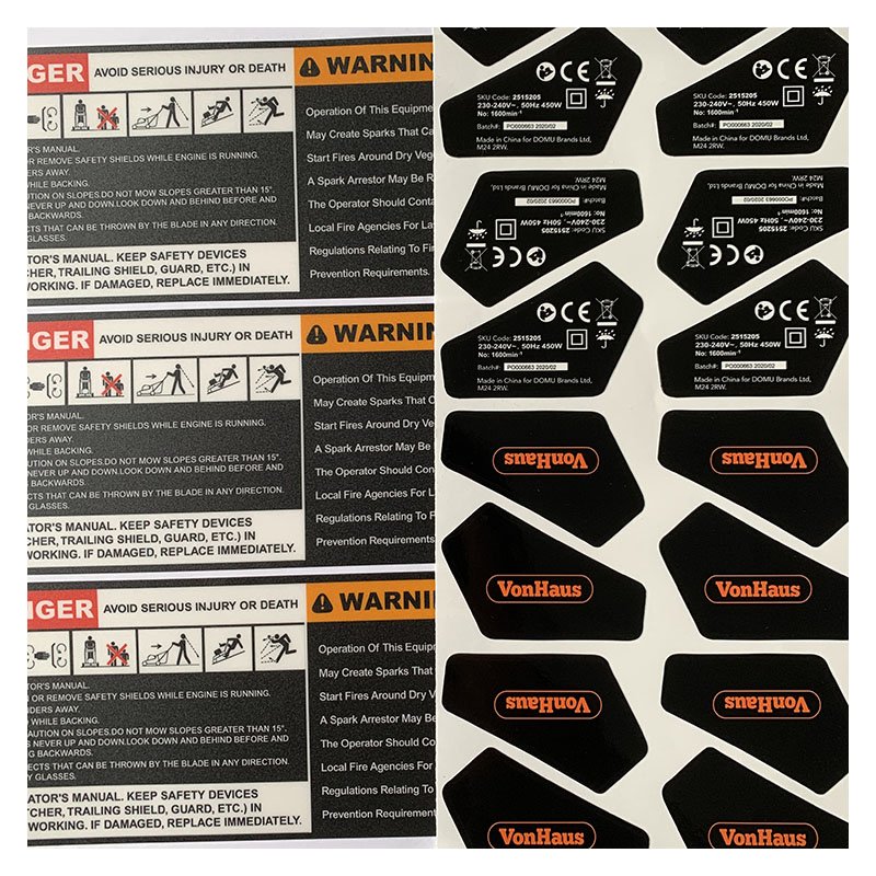 Self Adhesive High Quality Outdoor Fade Sunscreen Weatherproof UV Resistance Printing Label Custom Warning Waterproof Sticker