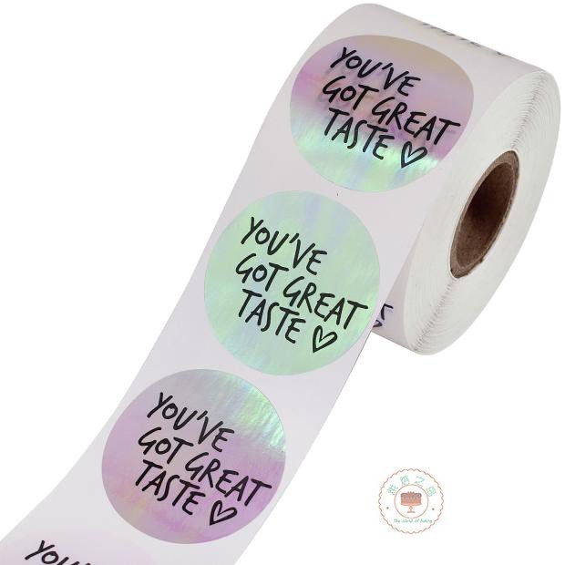 New Arrival Red Heart Printed Thank You Logo Paper Foil Custom Sticker Roll
