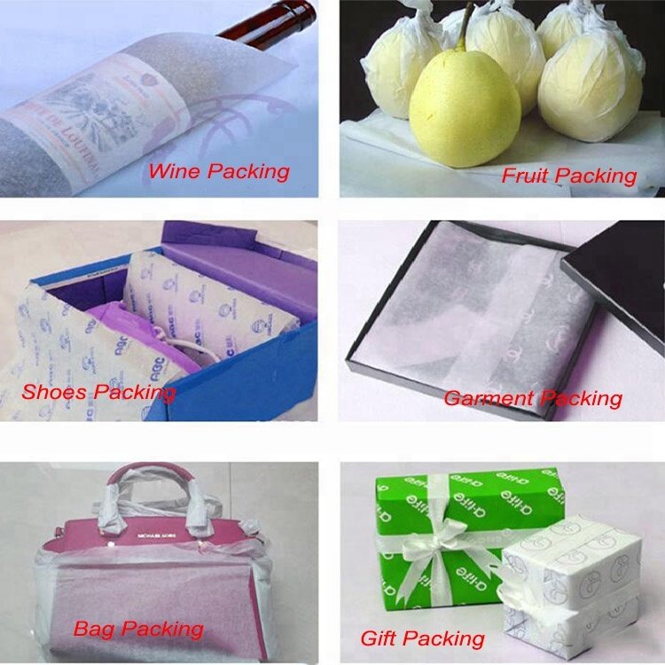 Custom Printed Logo Wrapping Tissue Paper for Gift Fruit Shoe Bag Garment Wine Shopping Etc Packing