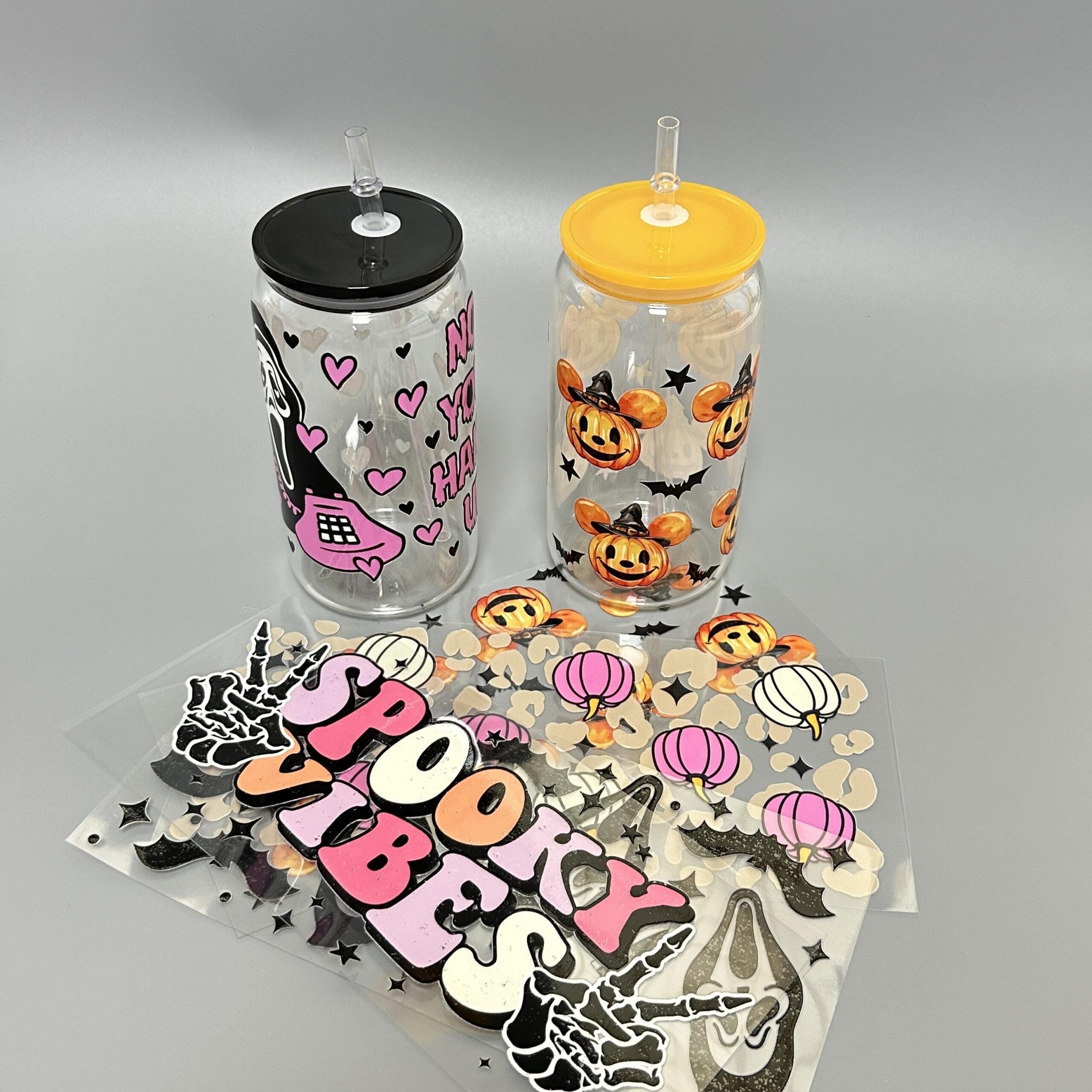 Custom UV DTF Sticker Vinyl Cup Wrap Designs Transfer Paper For 16oz 20oz 24oz Glass Mugs Coffee Cups Tumblers Sticker