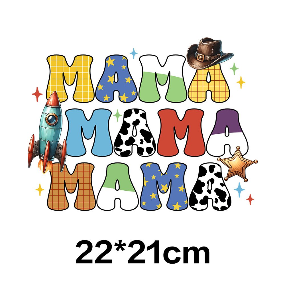 Mom Style DTF Heat Transfers Cartoon Sticker Plastisol IRON ON Ready To Press Mama Design Heat Transfer Sticker For T Shirts