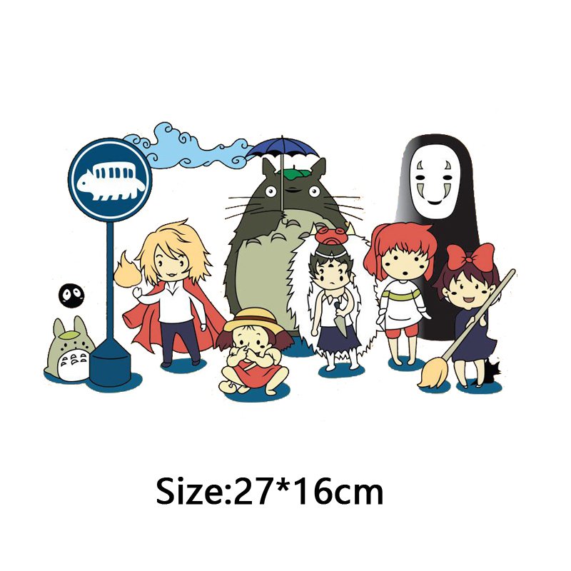 For Kids Clothes DIY T-shirt No Face Man Totoro Patch Iron on Heat Transfer Stickers Iron-On Transfers Cartoon Vinyl Applique