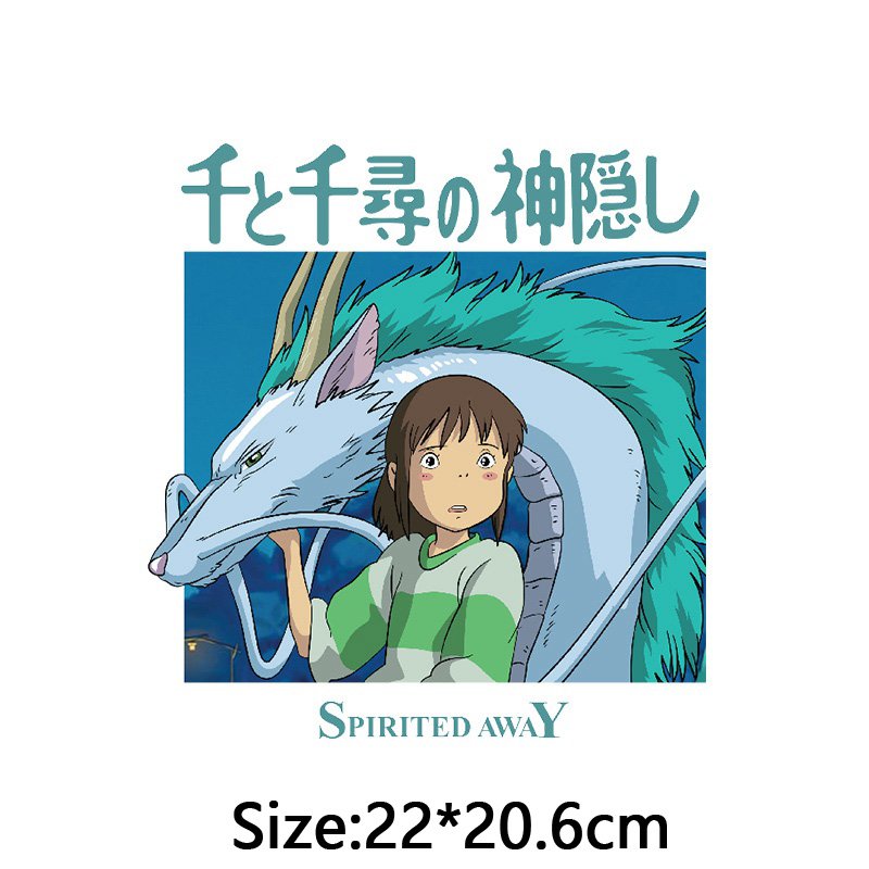 For Kids Clothes DIY T-shirt No Face Man Totoro Patch Iron on Heat Transfer Stickers Iron-On Transfers Cartoon Vinyl Applique
