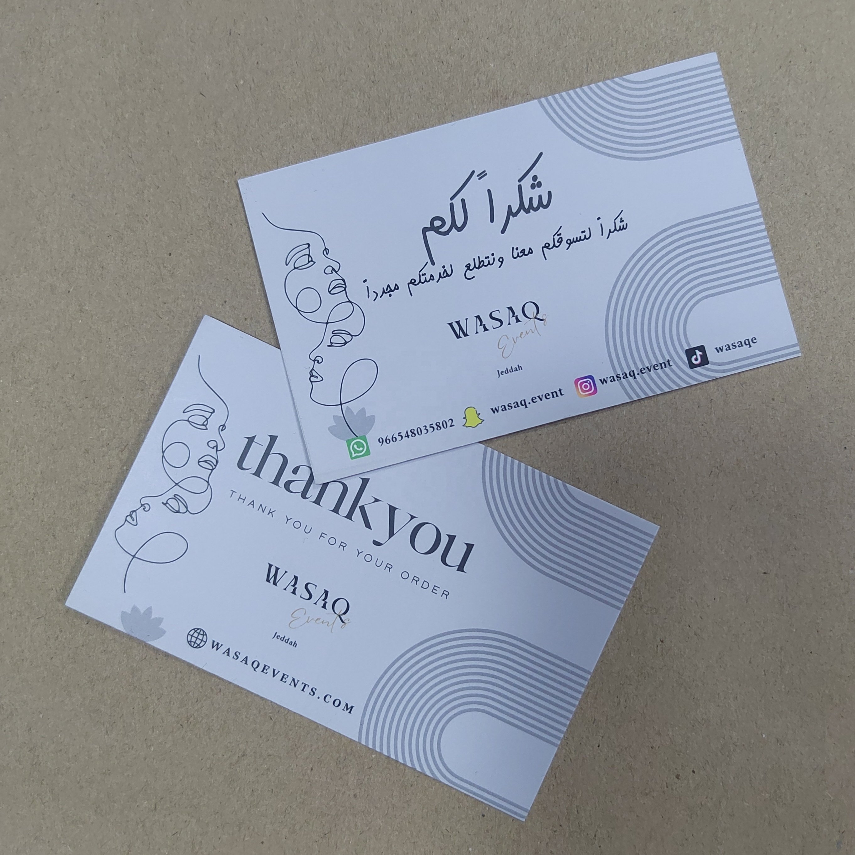 custom logo Rustic Vintage Pocket Thank You Cards Recycled Paper With Envelopes And Stickers For Wedding