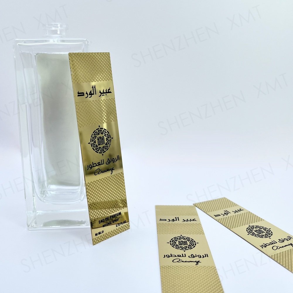 Top Quality Luxury Leather Candle Label Vintage Retro Metal Embossed Gold Foil Label Sticker Printing For Glass Candle