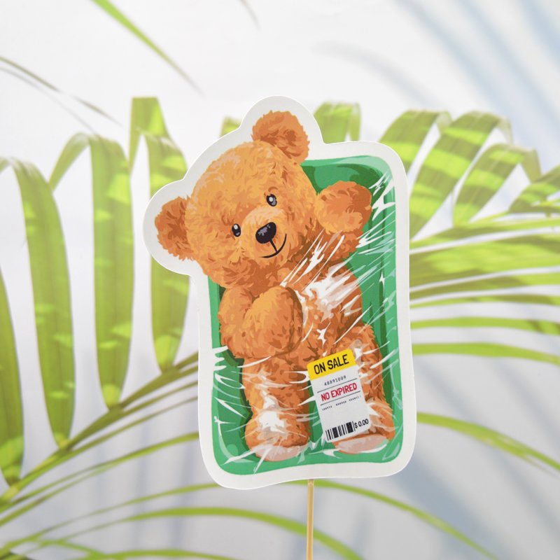 Printed Cute Animal Bear Durable Waterproof Color Self-Adhesive Die-Cut Sticker